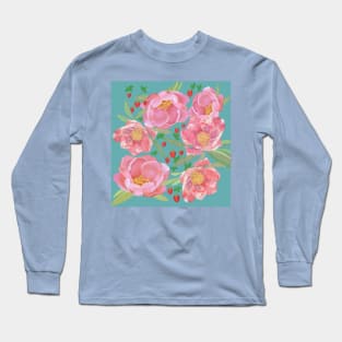 Peony and strawberry Long Sleeve T-Shirt